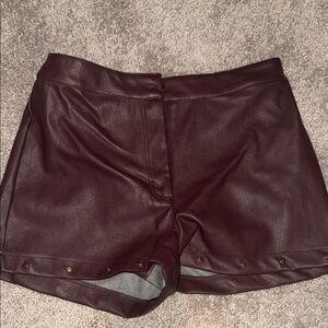 Sincerely Jules High Waist Burgundy Leather Shorts